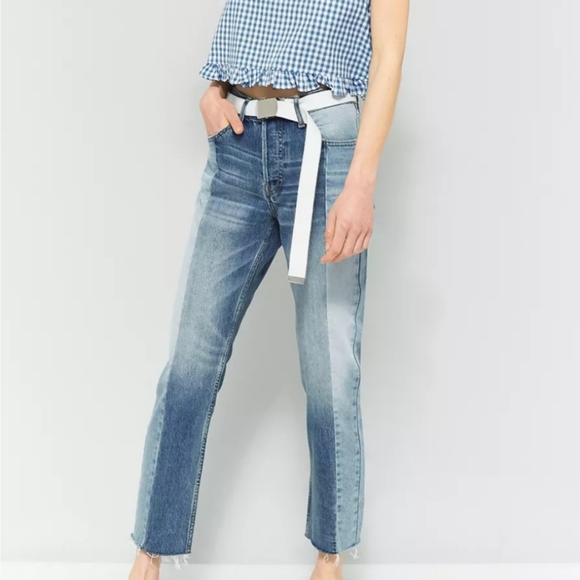 NWOT Urban Outfitters BDG Jessye Straight Leg Spliced Jeans - Picture 1 of 10